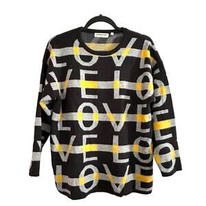 PATRIZIA LUCA Milano Graphic Allover Print Love Modal Sweater Pullover - M:L